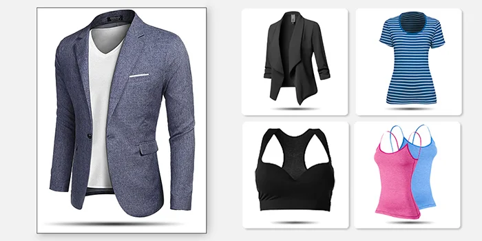 multi-layer compositing and shadowing technique, navy blazer with clipped garment examples